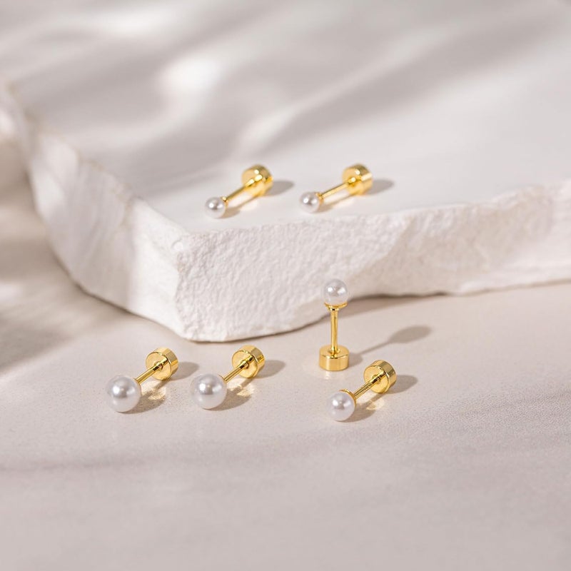 VRIUA 20G Tiny Flat Back Earrings for Women - 14K Gold/Silver Plated Small Flat Back Stud Earrings Hypoallergenic Cartilage Helix Piercing Jewelry - Image 5